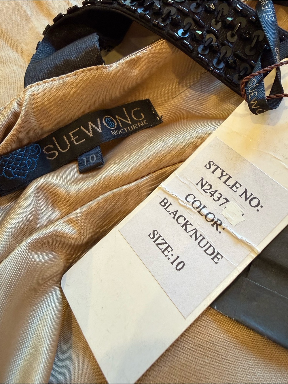 Sue Wong Black Nude Embellished Y-Back Dress 10 - Picture 5 of 9